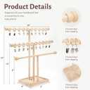 POVETIRE Headband Holder Stand Storage for Baby, 3 Tier Wooden Bow Organizer for Girls Hair Bows, Infant Hair Accessories Rack Display for Nursery Decor