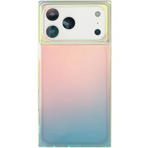 Matte Rectangle Iridescent Translucent Phone Case for iPhone 17 Pro Max 6.9in,Aesthetic Purple Laser Sparkle Slim Rectangled Shape Shockproof Trendy Cover(i17promax 6.9",Matte)