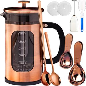French Press Coffee Maker 8 cups 34 oz 304 Stainless Steel Coffee Press with 4 Filter Screens, Easy Clean Heat Resistant Borosilicate Glass - Free 100% BPA (Candy Sparkle-AYUTYT, 34 oz)