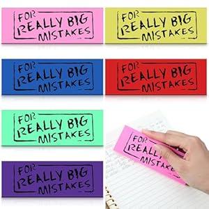 Yexiya 4 Pcs Jumbo Gaint Erasers Bulk 5.5 Inch Large Eraser for Really Big Mistakes Big Pencil Rubber 6 Colors for Students Back to School Stationery Supplies Joke Gag Gift for Work and School Party