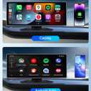 11.26'' Portable Carplay Screen for Car with 4K Dash Cam & 1080P Backup Camera, Wireless A-pple Carplay & Android Auto in Cell Touchscreen Bluetooth Smart Car Screen, Navigation/Mirror Link/Siri/FM