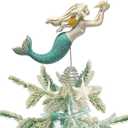 Demissle 10.6 Inches Ocean Christmas Ornament Coastal Christmas Tree Topper Mermaid Party Favors Vintage Beach Starfish Decoration Nautical Tree Topper Mermaid Figurine Ornament for Xmas Holiday