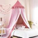 Kertnic Large Dome Bed Canopy for Kids Room Double Layer Mosquito Net, Hanging Play Tent Children Reading Nook Canopies, Princess Castle Dreamy Bedding for Girls Room House Décor (Dark Rusty-Pink)