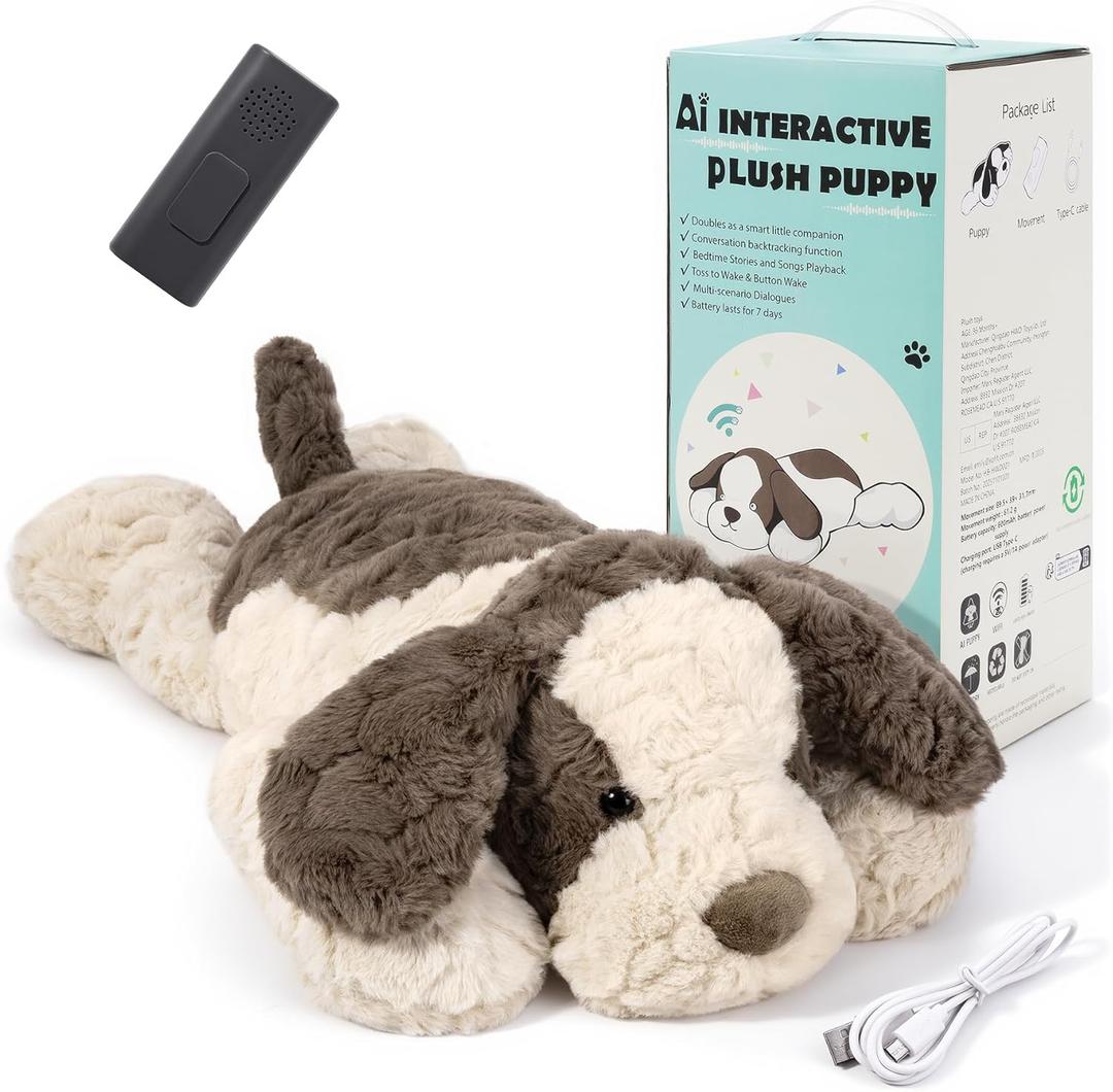 Kids AI Talking Dog Plush Toy, AI-Powered Interactive Stuffed Animal, Educational & Emotional Companion, Parental APP Monitoring, Multi-Language Real-Time Voice Toy for Kids Age 3+ Plush Toy-ai Core