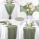 12 Pack 10Ft Cheesecloth Table Runner 35x120 Inch Boho Gauze Table Runner Cheese Cloth Long Romantic Table Runners for Wedding Bridal Shower Birthday Party Table Decor (Dusty Sage Green)