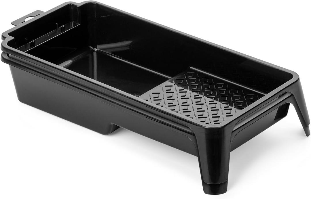 Bates- 4 Inch Paint Tray, 2 Pack, Black, Plastic 4 Inch Paint Roller Tray, Deep Capacity, Textured Ridge