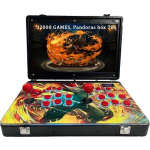 RegiisJoy 32000 in 1 Portable Arcade Game Console 18-inch HD Screen Dual Players Pandoras Box 78S,Retro Video Game Machine Metal Box Search/Hide/Save/Load/Pause Games