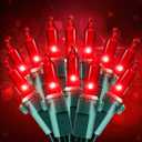 Hopolon 50 Red Christmas Lights, 2PACK Green Wire 13 Feet Long String Lights Set for Outdoor Indoor Dcor, Valentines Day, Wedding, Halloween, Christmas Trees, Holiday Lighting Decor(2pcs Red)