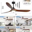 72 inch Outdoor Ceiling Fans with Lights,Smart Wood Large Ceiling Fan for Alexa,Google & APP Control,Indoor/Outdoor,3 Blades,3CCT Dimmable,Red Walnut,Downrod Mount for Patio Porch