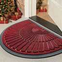 tchdio Door Mat Outdoor Indoor Entrance Doormat-Semicircular Durable Rubber Non Slip Front Door Mat for Outside Inside Entry Entryway Dirt Trapper WelcomeMat for Muddy Paws and Shoes-Red 24x36