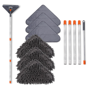 NWGOF Wall Cleaner Mop with 79 Inches Long Handle, 360° Wall Washer Cleaner Tool for Walls/Ceiling Fans/Dust/Baseboard/Floors Clean, Ceiling Cleaner Tool Duster with Squeegee 6 Replacement Pads