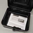 KYODOLED Cash Box with Combination Lock Safe Metal Money Box with Money Tray for Security Lock Box 7.87"x 6.30"x 3.35" Black (Medium)