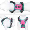 PHOEPET 2019 Upgraded No Pull Dog Harness, Reflective Adjustable Vest, with a Training Handle + 2 Metal Leash Hooks+ 3 Snap Buckles +4 Slide Buckles(S, Pink)