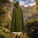 Renaissance Costume Medieval Viking Hooded Cape Halloween Vintage Cloak for Men Women (Blue)