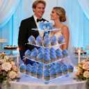 YestBuy 4 Tier Acrylic Cupcake Stand Afternoon Tea Cake Stand Large Cupcake Stand Cupcake Tower Cupcake Holder for Pastry + LED Light String Ideal for Weddings Birthday Bar Party Dcor (Blue Light)