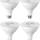 EDISHINE Flood Light Bulbs, PAR38 LED Outdoor Flood Light Bulbs, 120W Equivalent Dimmable Waterproof for Patio Yard Porch Driveway Garage, 3000K Warm Light 18W 1800LM E26 Base, 4 Pack, ETL Listed