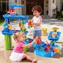 3-Tier 4 Areas Water Table for Kids 3-5, Summer Outdoor Beach Sensory Activity Playset Kids Sand and Water Table Toys, Birthday Gifts for Boys and Girls 3 4 5 6 7 8
