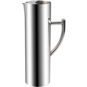 Flat Mouth Water Pitcher 60OZ Stainless Steel Water Pitcher with Handle Modern Polished Metal Drink Carafe Jug (Silver)