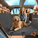 VIVASNIFF Hard Bottom Back Seat Extender for Dogs, Waterproof Dog Car Seat Cover, 420lb Support, 600D Heavy Duty Car Seat Protector Dog Hammock for Sedan, SUV, Small Truck(Black & Orange)