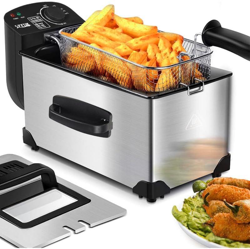 Electric Deep Fryer, Oil Fryer with Basket, 1500W, 3.2-Qt (3.0L), Adjustable Temperature Frying Pot, Stainless Steel, Suitable Suitable for home/Party/Holiday