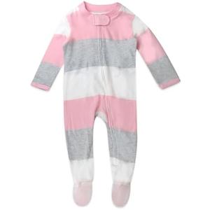 HonestBaby Sleep & Play Footed One-Piece Pajama Sleeper 100% Organic Cotton, Baby Girls 0-3M