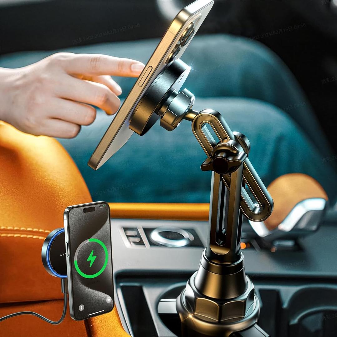LISEN [Upgrade for iPhone] 15W Magsafe Car Mount Charger, [100% Ultra Stable] Fast Magnetic Car Phone Charger, Tanned