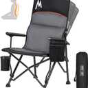 Overmont Camping Chair with Lumbar Support for Adults - Oversized with High Back Supports 450 LBS - Heavy Duty Folding Chair Portable for Outdoor Lawn Patio Balcony with Patent No.: US D1.028.543 S