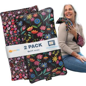 SunnyBay Small Microwave Heating Pad, Microwavable Versatile Cold/Heated Neck and Shoulder Wrap for Back Pain and More, Moist Heat Cotton-Fleece Pad, 6x11 Inches, Meadow & Melody Flowers, Pack of 2