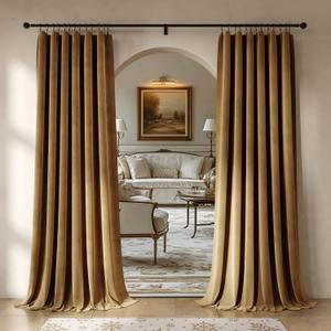Beauoop Golden Brown Velvet Curtains 84 Inches Long 2 Panels for Bedroom Living Room Soft Luxury Room Darkening Thermal Insulated Soundproof Rod Pocket Window Treatments Drapes, 52X84 Set of 2