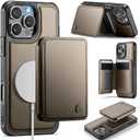 Compatible with Magsafe for iPhone 16 Pro Max Wallet Case Magnetic Card Holder, RFID Blocking 2 in 1 Detachable Kickstand Shockproof Case for Apple 16 Pro Max, Bronze Gold