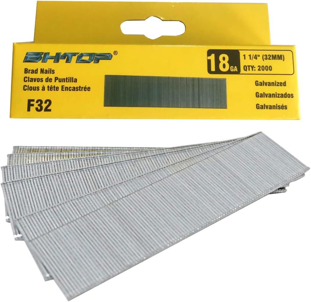 BHTOP F32 1 1/4" 18 Guage Galvanized brad Nails (2000-Pack)