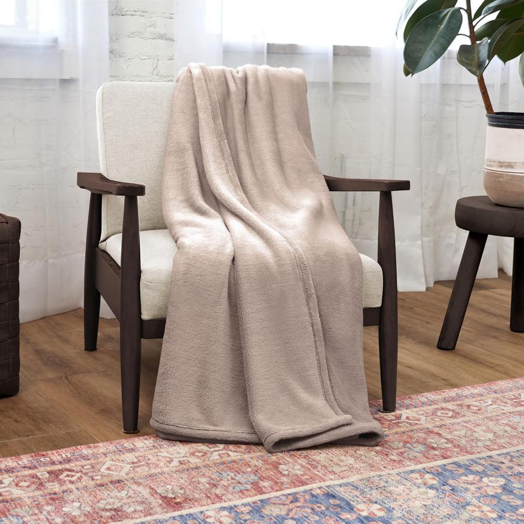 Northwest Ashford Home Cozy Warmwell Blanket Moonlight Taupe Throw Size 50 x 60 inches