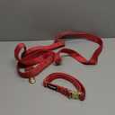 PetiFine Dog Collar and Leash Set, Adjustable Red Dog Collar, Super Soft Velvet Leash with Metal Buckle for Small Medium Large Breeds (Medium ( 14"-20"))