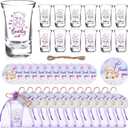 50 Sets Purple Baby Shower Favors for Guest Boy Girl Theme Party Gift | Includes We Can Bearly Wait Acrylic Clear Shot Glasses Thank You Cards Twine Organza Bags for Birthday Gender Reveal
