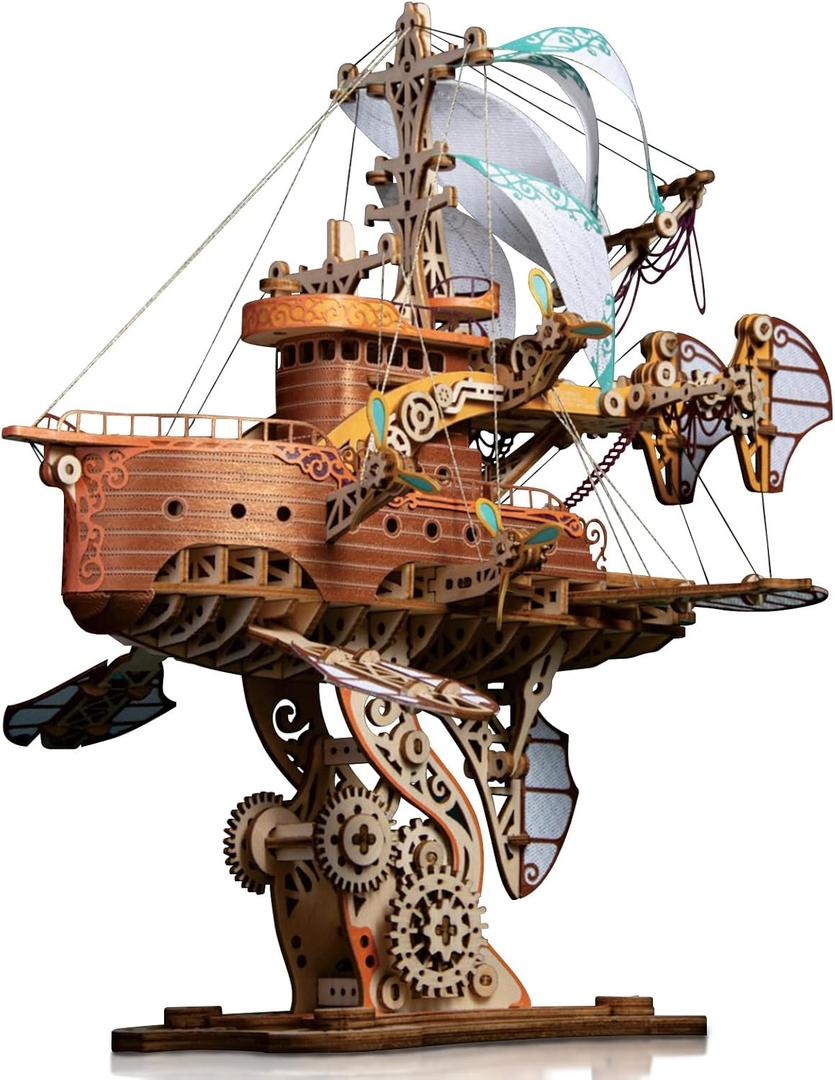 GuDoQi 3D Wooden Puzzles for Adults, DIY Fantasy Spaceship Model Kit, Educational Brain Teaser for Adults to Build, DIY Assembly Kit, Woodcraft Kit, Make Your Own Gifts for Christmas Day