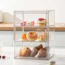 Bread Box, Pastry Display Case for Kitchen Countertop - 3-Tier Adjustable Clear Acrylic Bread Storage with Magnetic Door Closure, Counter Display for Homemade Bread, Bagels, Donuts, Muffins