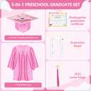 Kindergarten graduation cap and gown with 2026 Tassel, Certificate for Toddler Children (27"-33") (Pink)