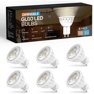 Torkase Dimmable MR16 LED Light Bulb, GU10 Base, 120V, 4000K Neutral White, 5W(50W Halogen Replacement), 500LM, 40° Narrow Beam Range Hood Light Bulb for Recessed Track, Kitchen, Living Room, Bedroom-6 Pack
