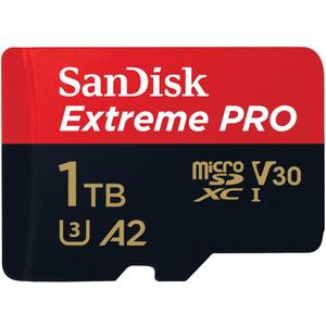 SanDisk Extreme PRO microSDXC UHS-I Memory Card 1 TB + Adapter & RescuePRO Deluxe (for Smartphones, Action Cameras or Drones, A2, Class 10, V30, U3, 200 MB/s Transfer)