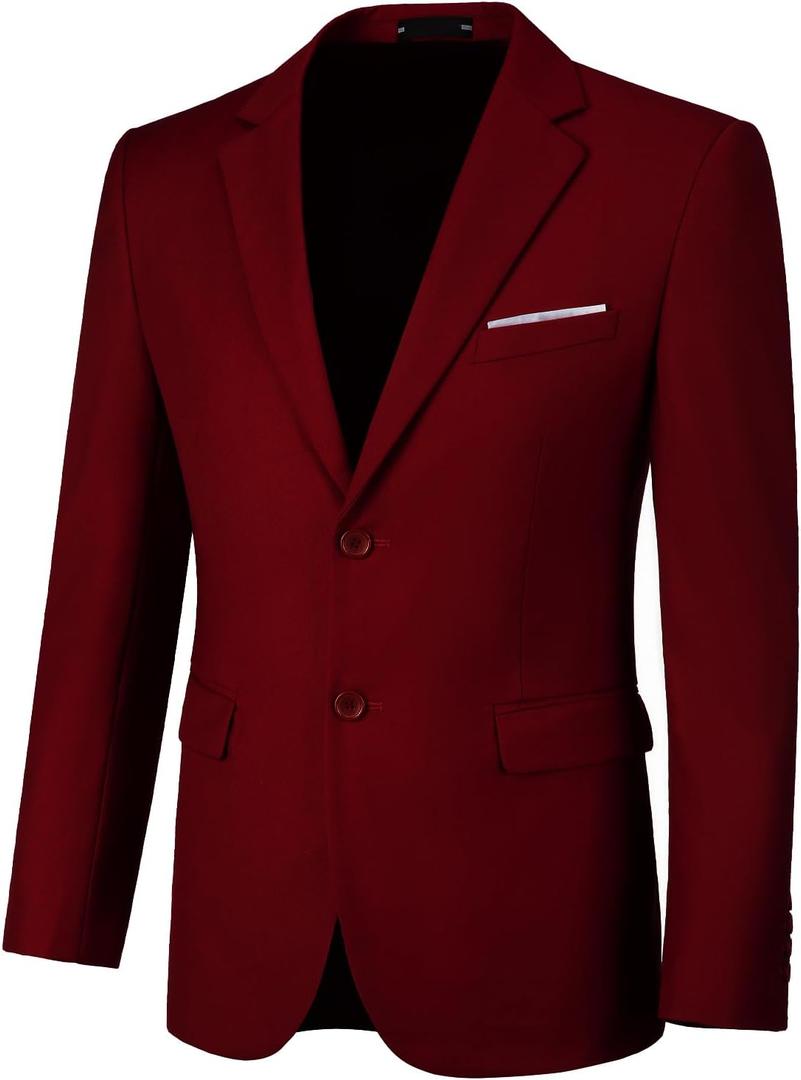 Blazer for Men Casual Mens Suit Jacket Slim Fit Men's Suit Outfit Notch Lapel Men's Sport Coats & Blazers (5X-Large, Burgundy)