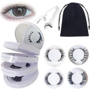 Giana Magnetic Eyelashes with Applicator, Magnetic Eyelashes Natural Look, 4 Pairs No Glue Needed Reusable and Easy to Wear and Remove