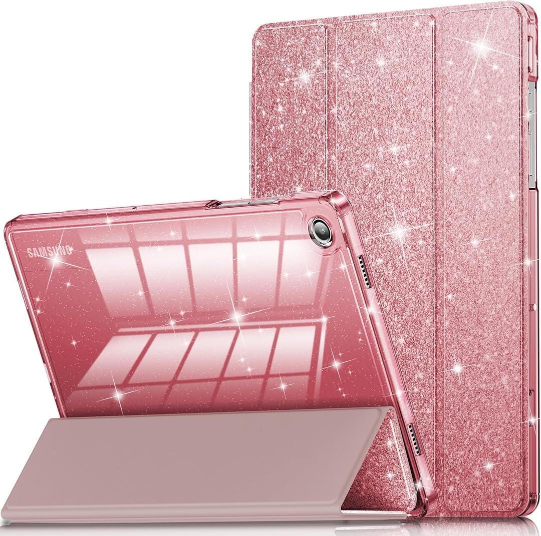 INFILAND Case for Samsung Galaxy Tab A11+Plus/A9+ Plus 11 inch Case (2023/2025), Glitter Tablet Protective Cover with Sparkly Clear Back for Girls Kids (Rose Gold, Galaxy Tab A11 Plus)