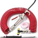 iBroPrat Air Blow Gun Kit,Heavy Duty Air Seat Blow Gun Kit for Semi Truck Air Hose with 30FT (9M) Long Coil and Extended Dual Head Tire Air Chuck Red
