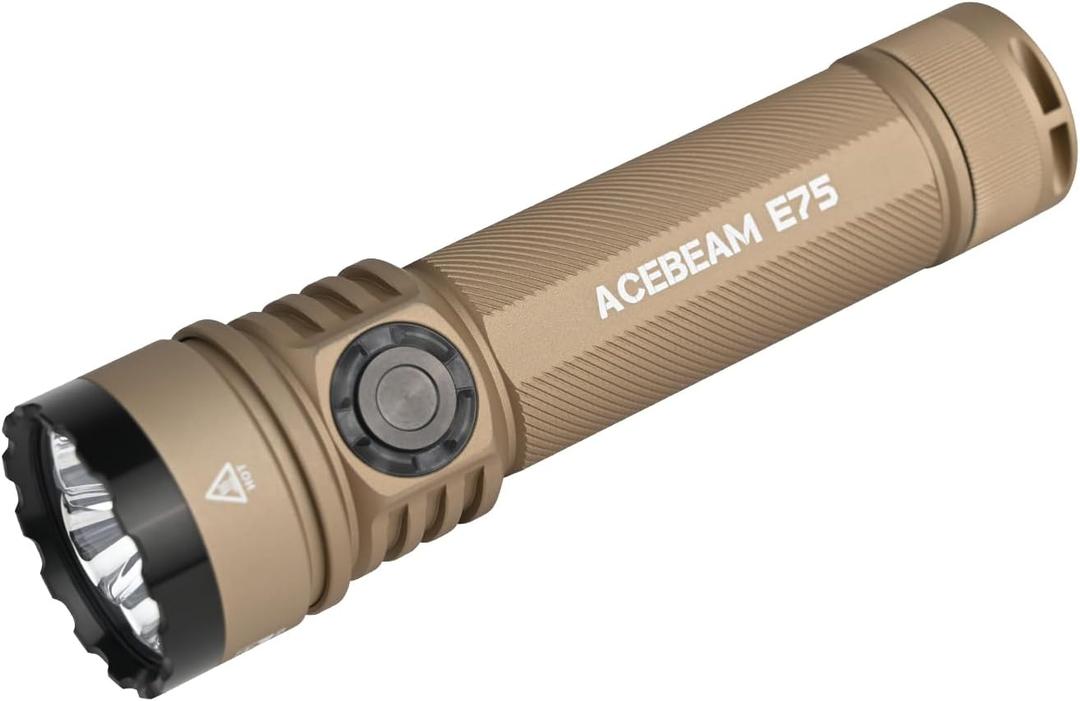 ACEBEAM E75 4000 High Lumens 440M Flashlight, Super Bright LED Flashlight Rechargeable, IPX8 Water-Resistant EDC Flash Light, 26 Days Super Long Lasting for Camping, Everyday Use (Desert Cool White 4000 Lumens 440 Meters)