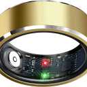 Smart Ring for Women Men Fitness Ring with Heart Rate, Blood Pressure, Sleep Tracker, Step Tracker (Gold, 7#)