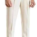 CHOKMAR Men's Classic Gurkha Naples Italian Style Dress Pants No Need to tie a Belt (US, Waist Inseam, 32, 33, Ivory)