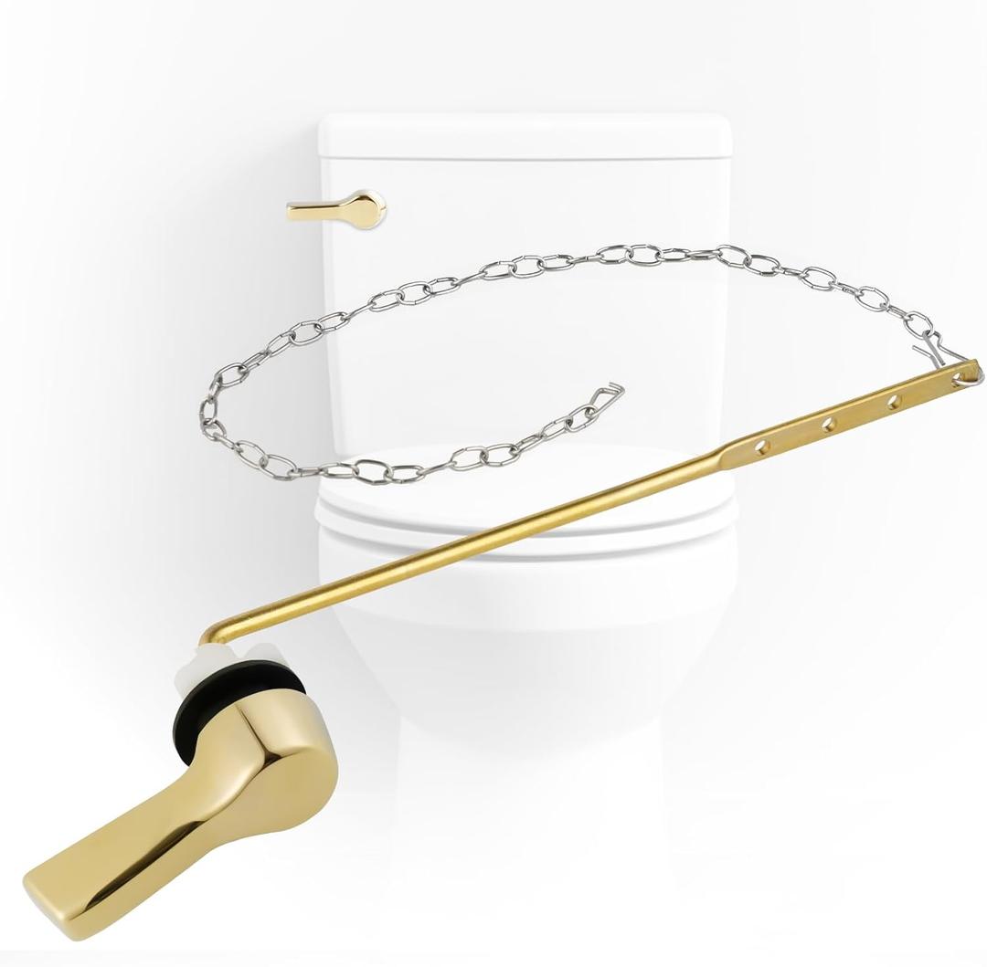 iFealClear Universal Metal Toilet Flush Handle Replacement, Front Mount Toilet Handle Replacement Compatible with Kohler, American Standard, TOTO, Mansfield, Solid Brass, Polished/Shiny Gold (Polished Gold)
