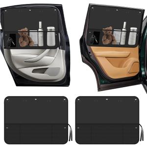 2PCS Rear Car Window Shades for Side Window,27.24x19.69 Car Sun Shade Side Windows for Shading & Storing with 7 Suction Cups on Each Piece & Pouch,Portable Cars Windows Shade for Baby