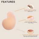 Epock Convertible Silicone Sticky Bra - Dual Wear Adhesive Bra for Lift & Push Up Effect, Invisible Strapless Nipple Covers (S)