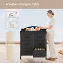 Yetom Baby Changing Table Dresser with Wheels, 6-Fabric Drawer Baby Dresser with Changing Table Top, Waterproof Diaper Changing Station & Pad, Mobile Storage Unit, Compact Baby Furniture, Black